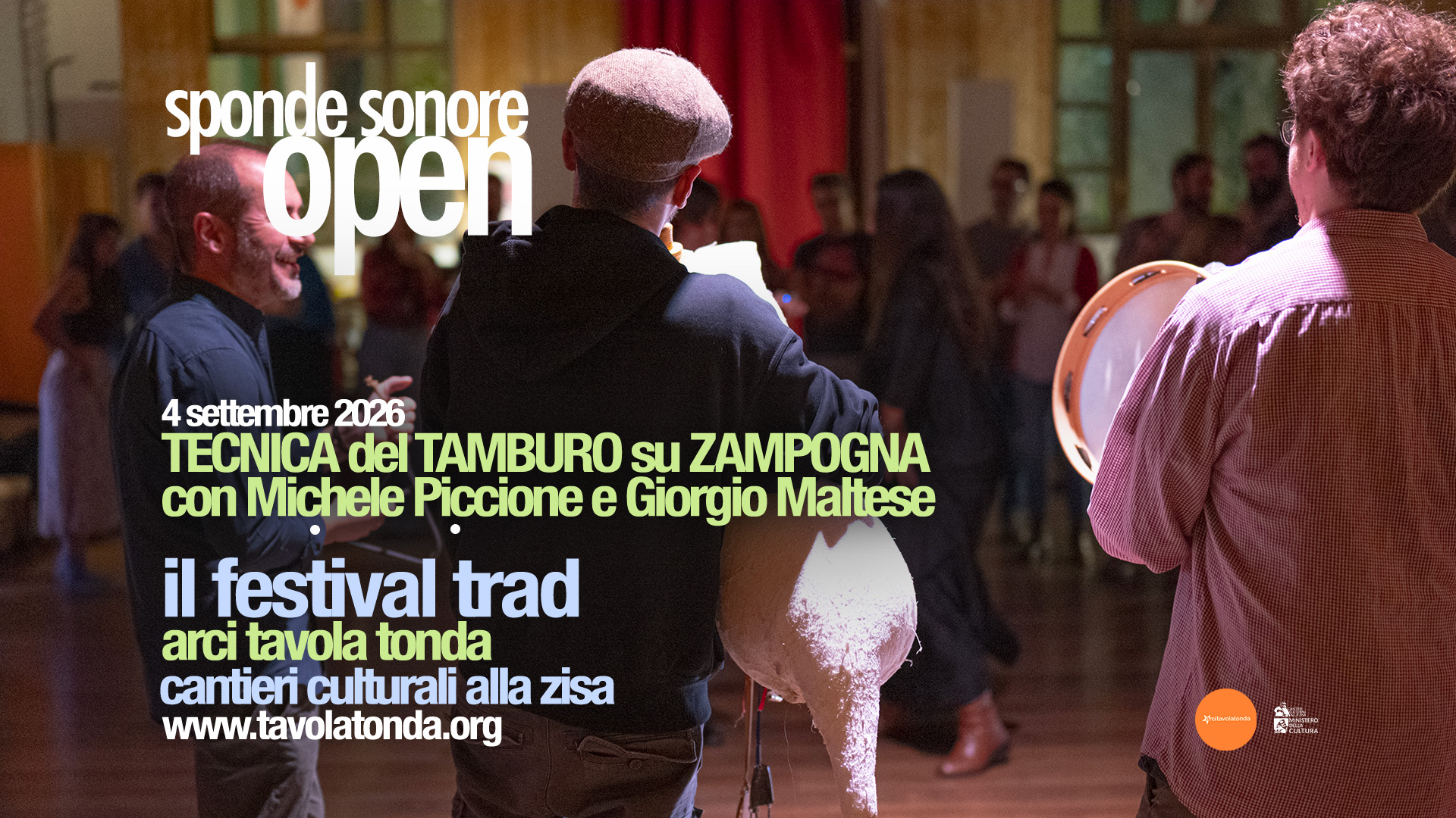 Tamburello siciliano su zampogna, con Michele Piccione e Giorgio Maltese — evento-culturale — CANTIERI CULTURALI DELLA ZISA - ARCI TAVOLA ROTONDA